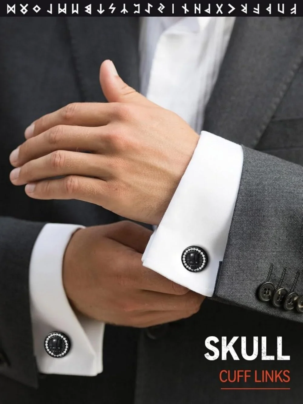 Viking-Inspired Stainless Steel Cufflinks & Shirt Studs Set - Perfect Gift!